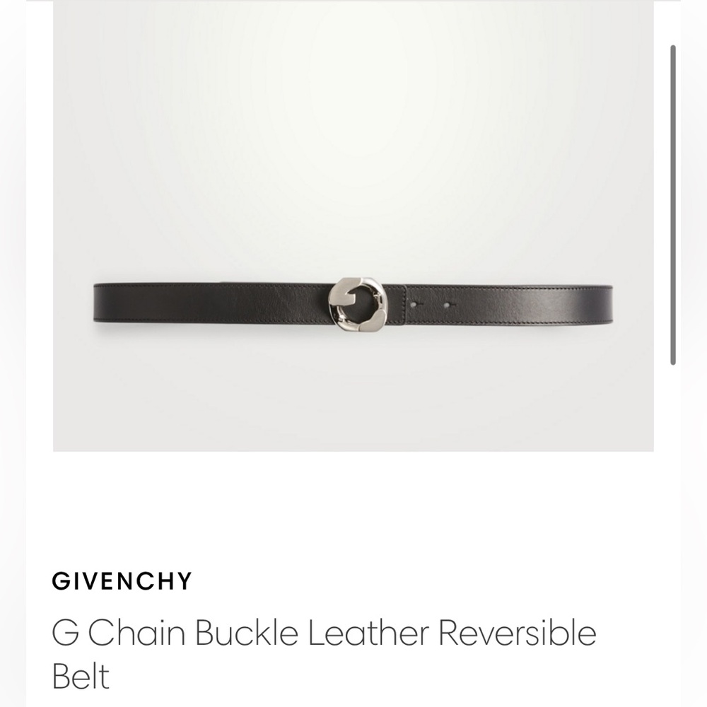 Givenchy Reversible Black/grey Leather Belt with Silver G Buckle